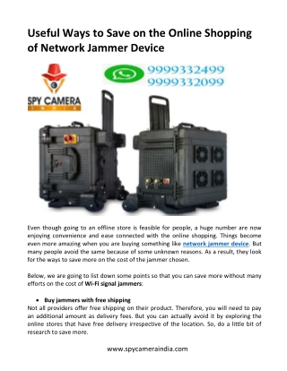 Useful Ways to Save on the Online Shopping of Network Jammer Device