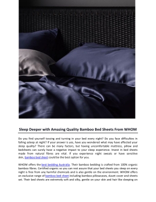 Sleep Deeper with Amazing Quality Bamboo Bed Sheets From WHOM