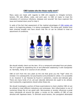CBD isolate oils-Are these really work