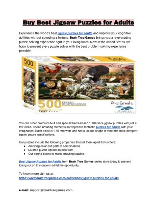Buy Best Jigsaw Puzzles for Adults