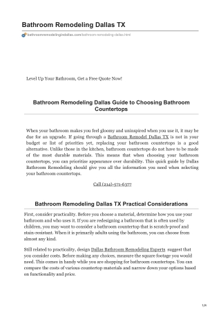 Bathroom Remodeling Dallas TX