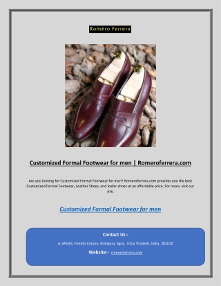 Customized Formal Footwear for men | Romeroferrera.com