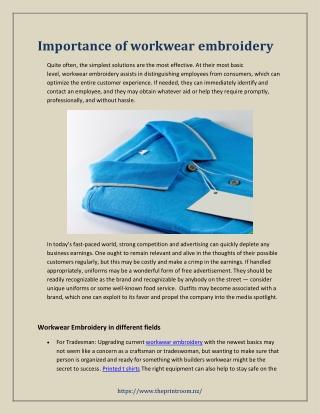 Importance of workwear embroidery