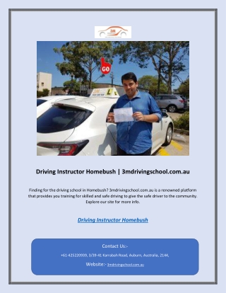Driving Instructor Homebush | 3mdrivingschool.com.au