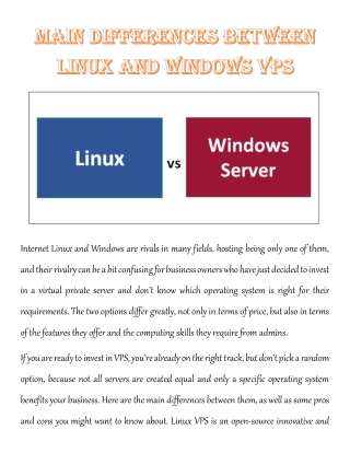 Main differences between Linux and Windows VPS
