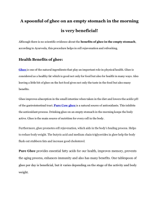 Benefits of ghee on an empty