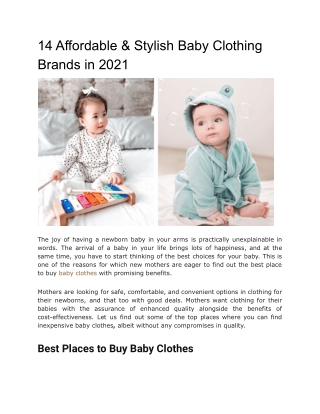 14 Affordable & Stylish Baby Clothing Brands in 2021