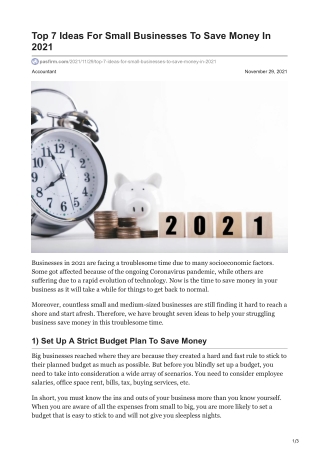 Top 7 Ideas For Small Businesses To Save Money In 2021