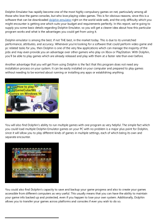 Dolphin Emulator Software - What is it and Why Is it the Best?
