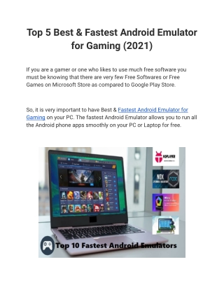 Top 5 Best & Fastest Android Emulator for Gaming (2021)