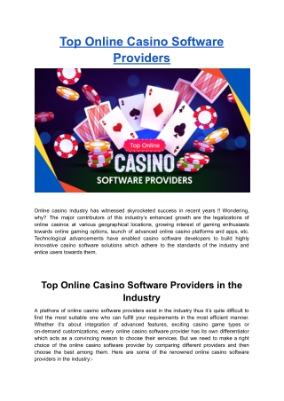 Top Online Casino Software Providers