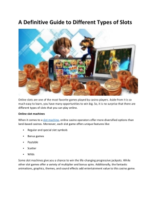 A Definitive Guide to Different Types of Slots