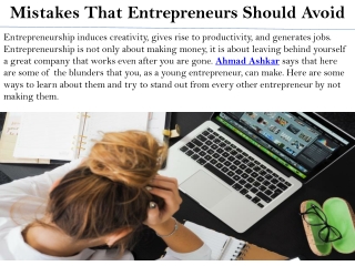 Mistakes That Entrepreneurs Should Avoid