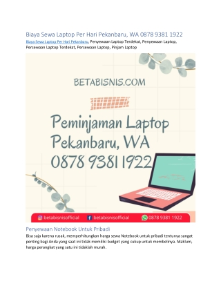Biaya Sewa Laptop Per Hari Pekanbaru, WA 0878 9381 1922