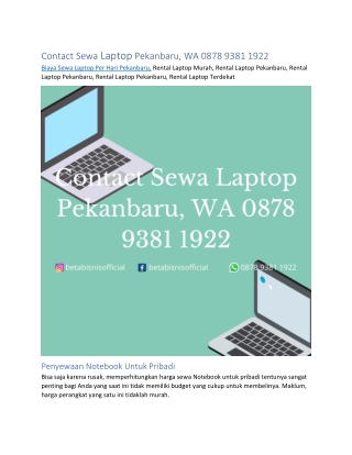 Contact Sewa Laptop Pekanbaru, WA 0878 9381 1922