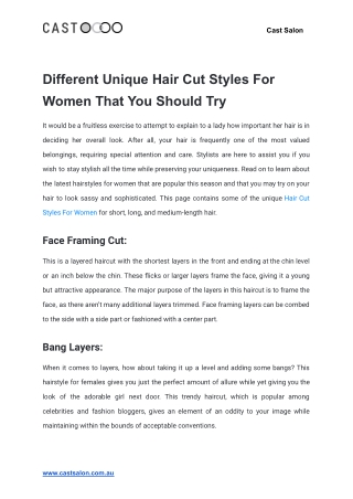 Different Unique Hair Cut Styles For Women That You Should Try