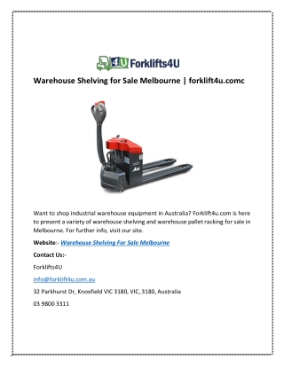 Warehouse Shelving for Sale Melbourne | forklift4u.comc