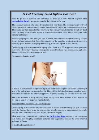 Is Fat Freezing Good Option For You