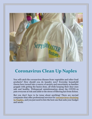 Find The Best Services Of Coronavirus Cleaning In Naples