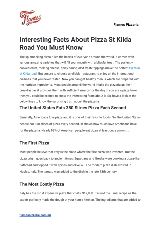 Interesting Facts About Pizza St Kilda Road You Must Know
