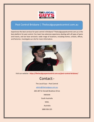 Pest Control BrisbanePest Control Brisbane | Thelocalguyspestcontrol.com.au