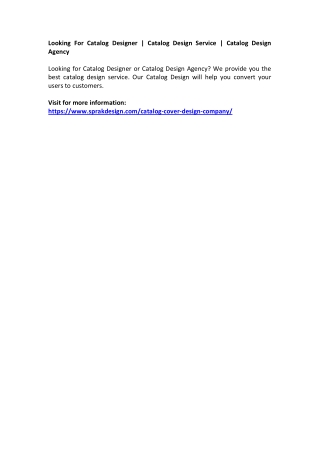 Looking For Catalog Designer | Catalog Design Service | Catalog Design Agency