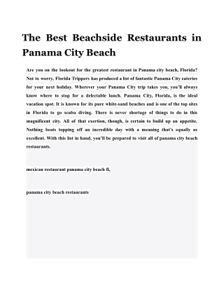 The Best Beachside Restaurants in Panama City Beach