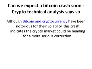 Can we expect a bitcoin crash soon - Crypto technical analysis says so
