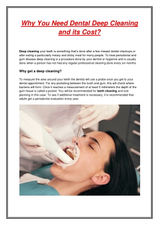 Why You Need Dental Deep Cleaning and its Cost