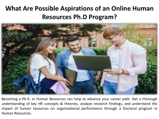 What the goals of an online Ph.D. in Human Resources be