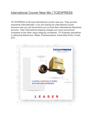 International Courier Near Me | TCIEXPRESS