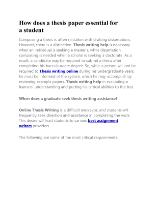 How does a thesis paper essential for a student