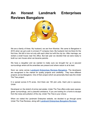An Honest Landmark Enterprises Reviews Bangalore