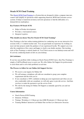 Oracle SCM Cloud Training