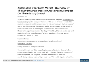 Automotive Door Latch Market to Surpass US$ 29.6 Bn by 2027