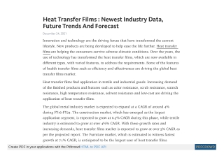 Heat Transfer Films Market Scope ,Size | Future Trends 2024
