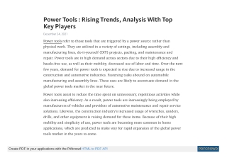 Power Tools Market Demand and Research Insights by 2030