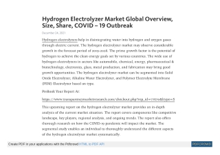 Hydrogen Electrolyzer Market Demand & Research Insights by 2031