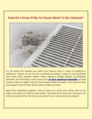 What Is The Best Way To Tell If My Air Ducts Need Cleaning?