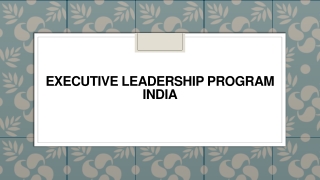Executive Leadership Program India