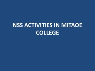 NSS ACTIVITIES IN MITAOE COLLEGE