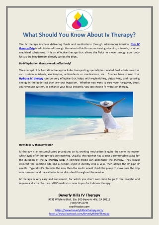What Should You Know About Iv Therapy?