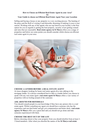 How to Choose an Efficient Real Estate Agent in yo