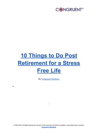 10 Things to Do Post Retirement for a Stress Free Life