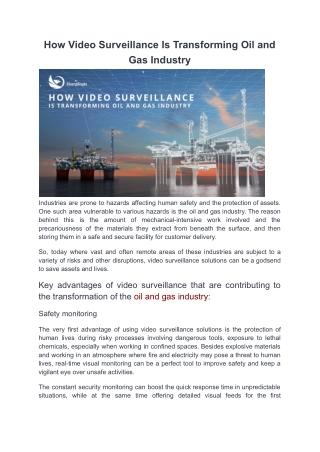 How Video Surveillance Is Transforming Oil and Gas Industry