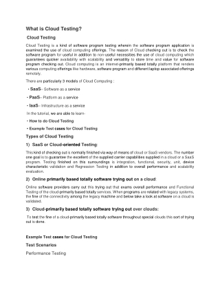What is Cloud Testing and How to do cloud Testing