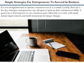 Simple Strategies For Entrepreneurs To Succeed In Business