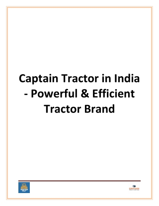 Captain Tractor in India - Powerful & Efficient Tractor Brand