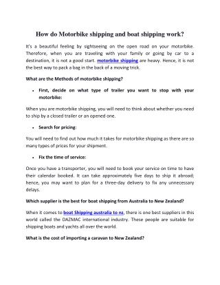How do Motorbike shipping and boat shipping work?