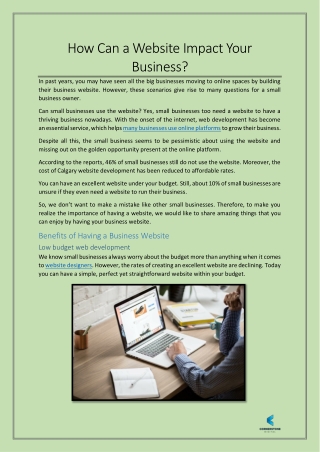 How Can a Website Impact Your Business?